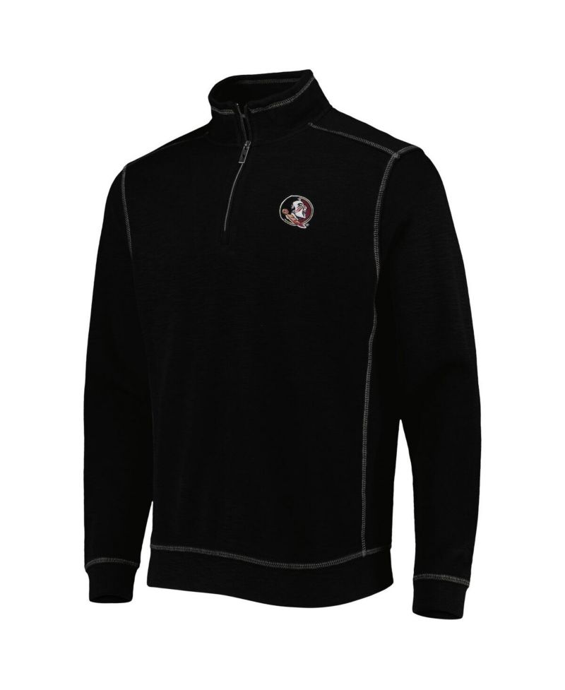 Men's Black Florida State Seminoles Sport Tobago Bay Tri-Blend Mock Neck Half-Zip Jacket