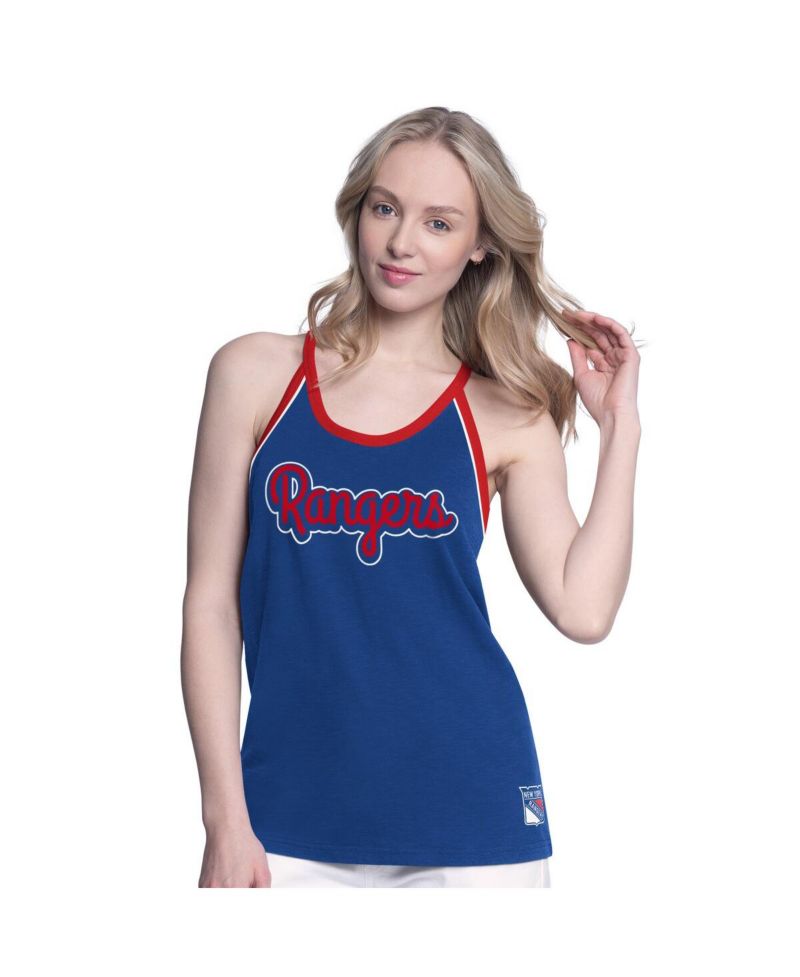 Women's Blue New York Rangers Curveball Racerback Tank Top