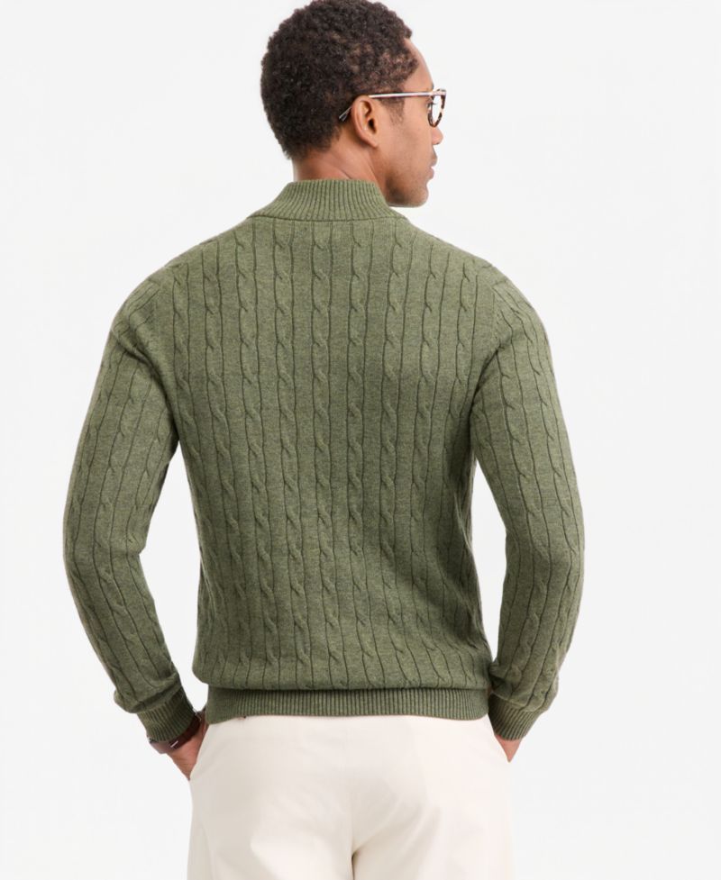 Men's Cable Knit Quarter-Zip Sweater