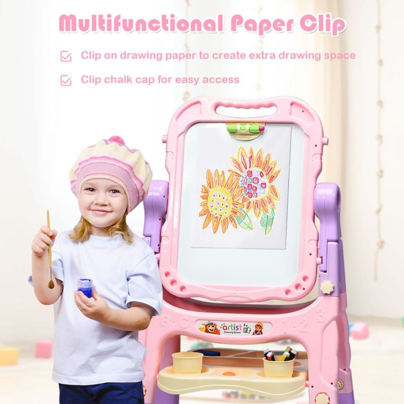 Height Adjustable Double-Sided Magnetic Kids Art Easel