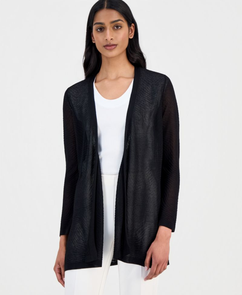 Women's Textured Knit Sheer Cardigan