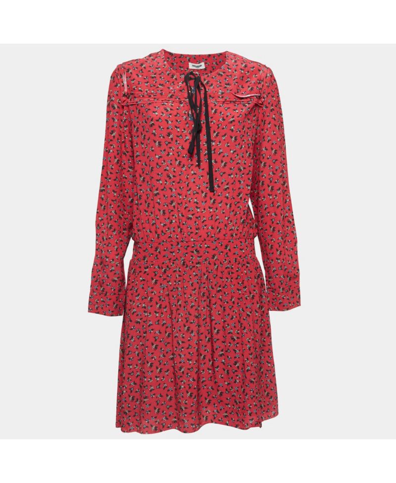 Women's Red Floral Print Crepe Mini Dress