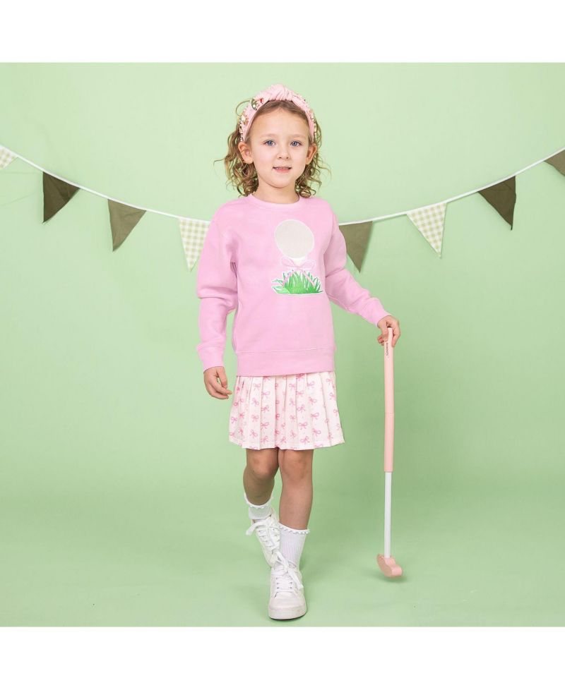 Little Girls Golf Tee Bow Patch Sweatshirt