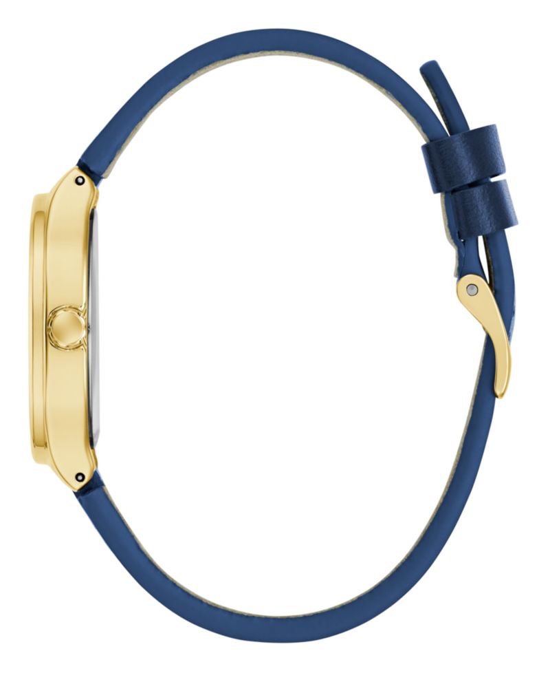 Women's Gold-Tone Blue Leather Analog Watch, 32mm