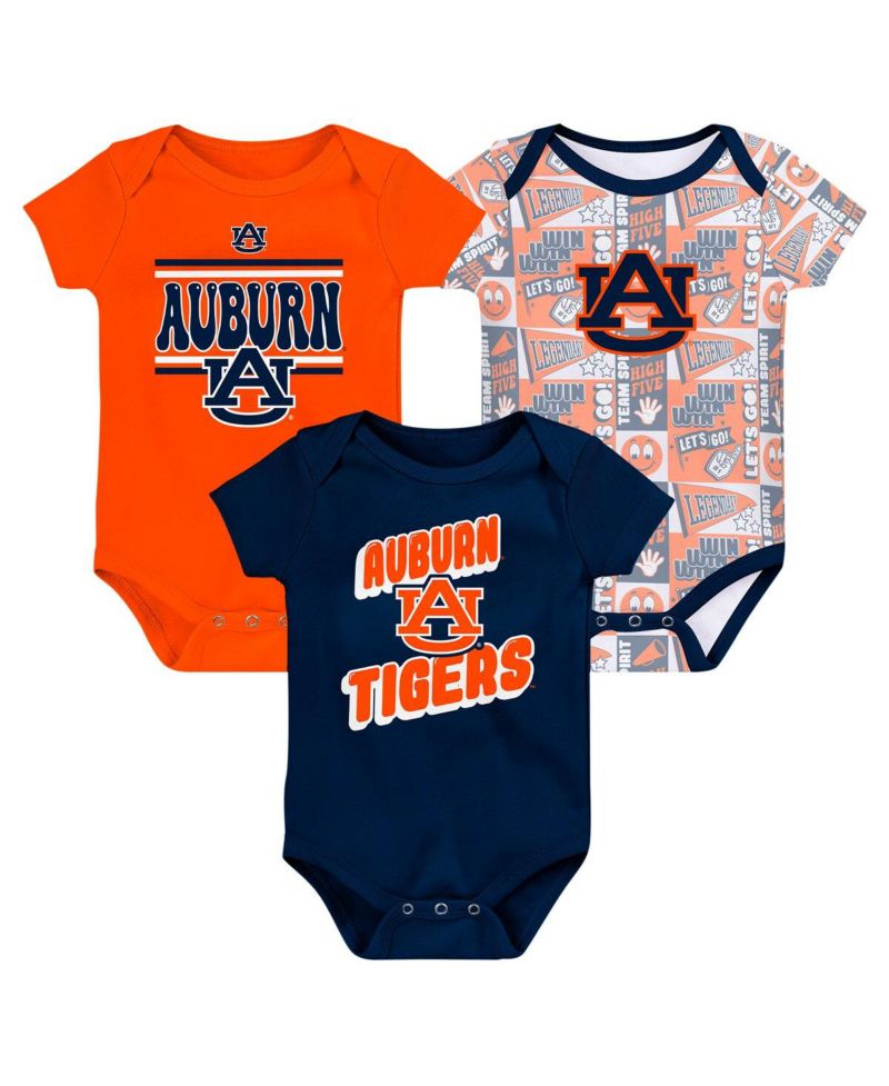Newborn Navy Auburn Tigers Sunday Comics Bodysuit 3-pack