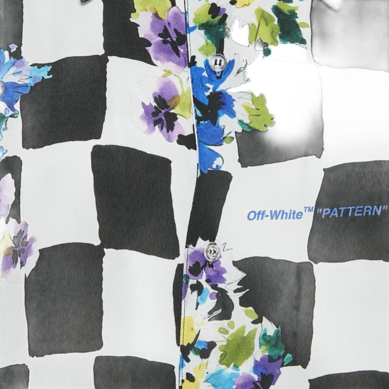Women's Check Floral Print Crepe Shirt