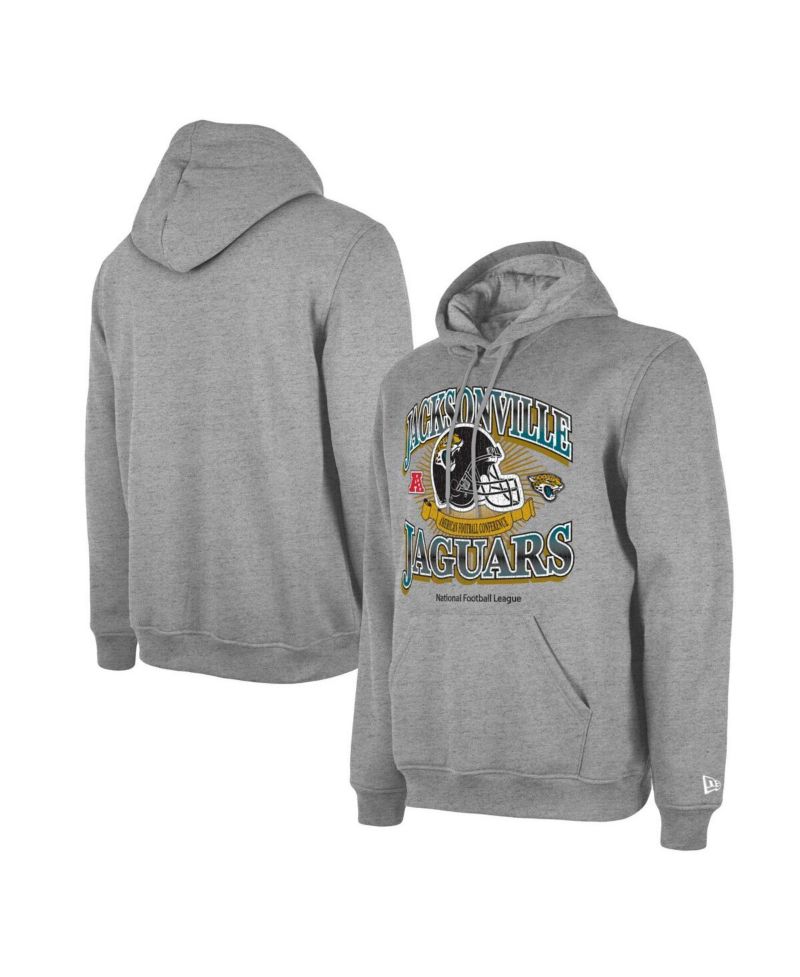 Men's Heather Gray Jacksonville Jaguars Retro Pullover Hoodie