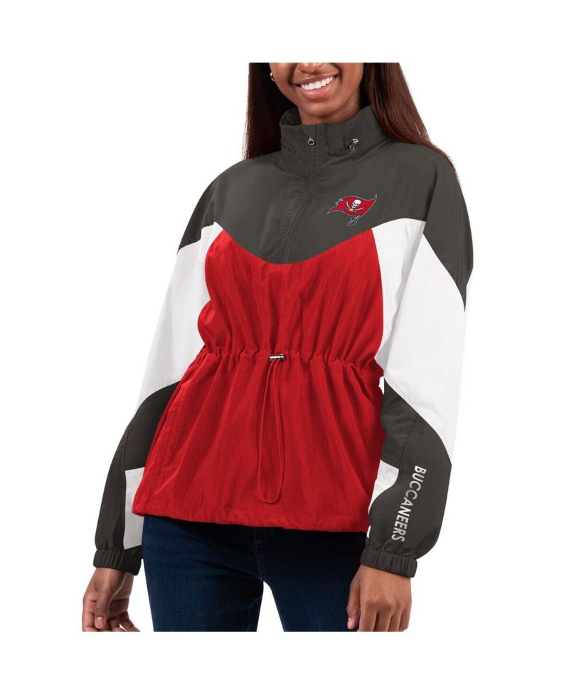 Women's Red/Pewter Tampa Bay Buccaneers Tie Breaker Lightweight Quarter-Zip Jacket