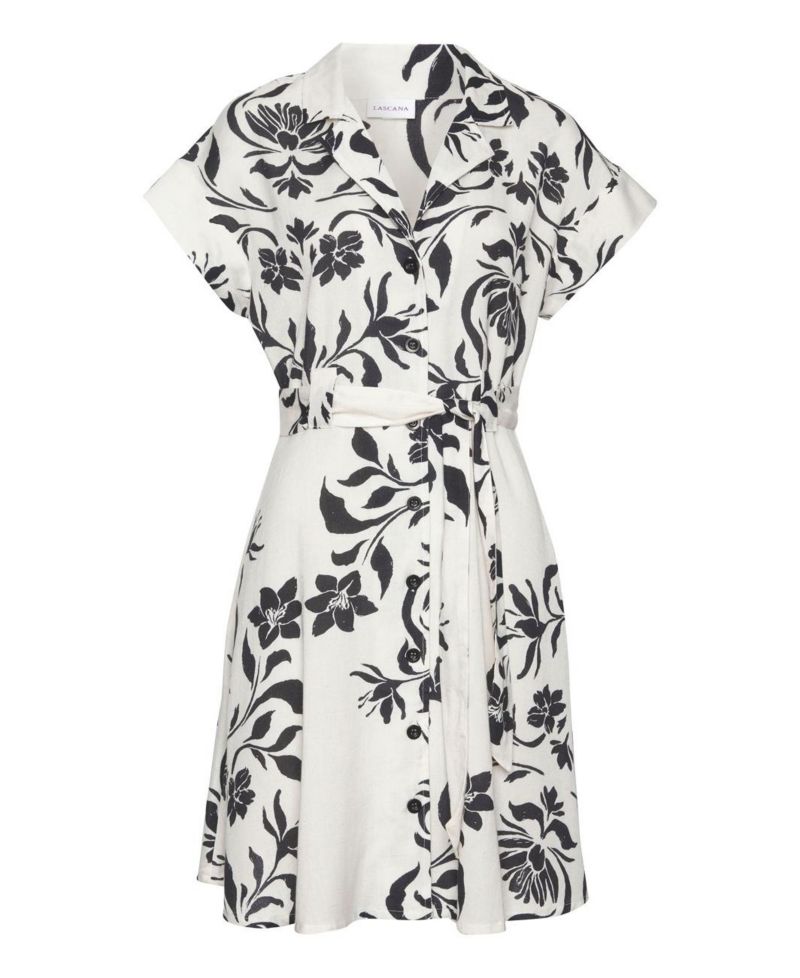 Women's Viscose Belted Button-Front Lightweight Dress