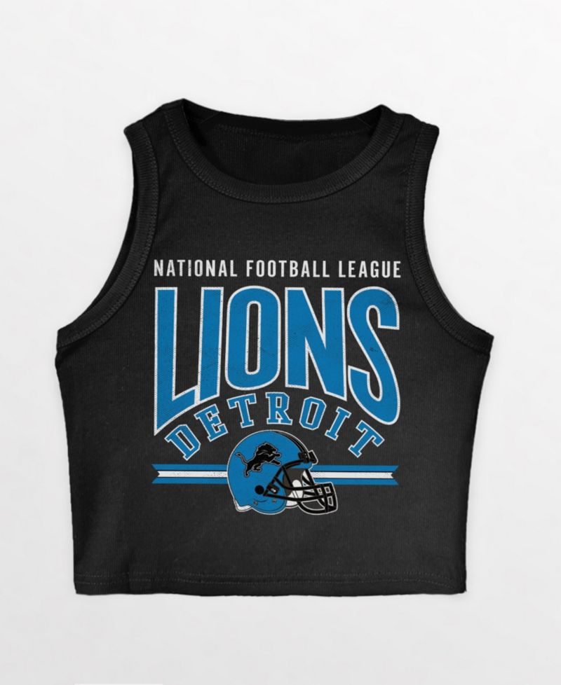 Women's Detroit Lions Mic Drop Ribbed Scoop Neck Crop Tank Top