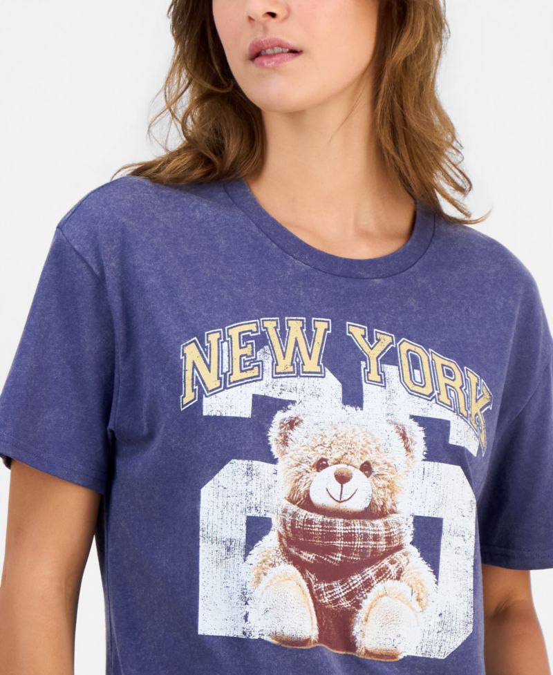 Juniors' New York Bear Graphic T-Shirt