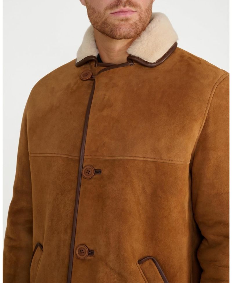 Big & Tall Harrison Whisky Suede Shearling Coat