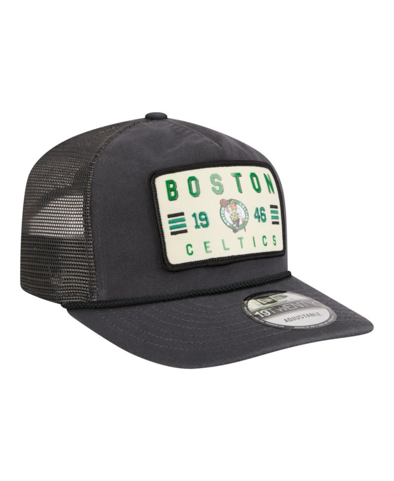 Men's Charcoal Boston Celtics Washed Patch 19TWENTY Adjustable Trucker Hat