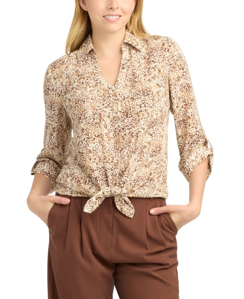 Juniors' Collared Button-Front Shirt