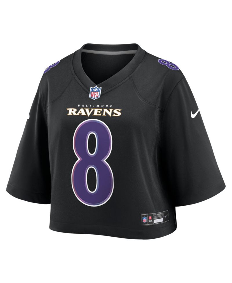 Women's Lamar Jackson Black Baltimore Ravens Cropped Fashion Game Jersey
