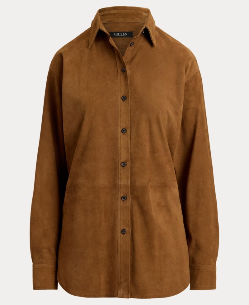 Women's Goat-Suede Relaxed-Fit Long-Sleeve Shirt