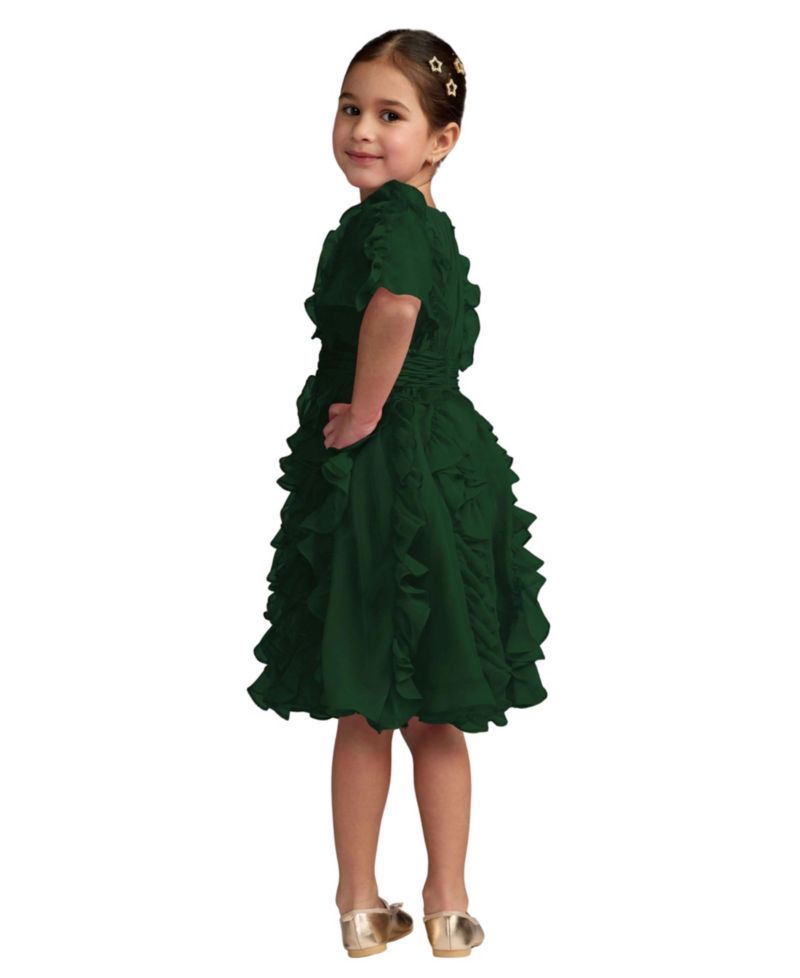 Little Girls High-Neck Ruffle Chiffon Dress