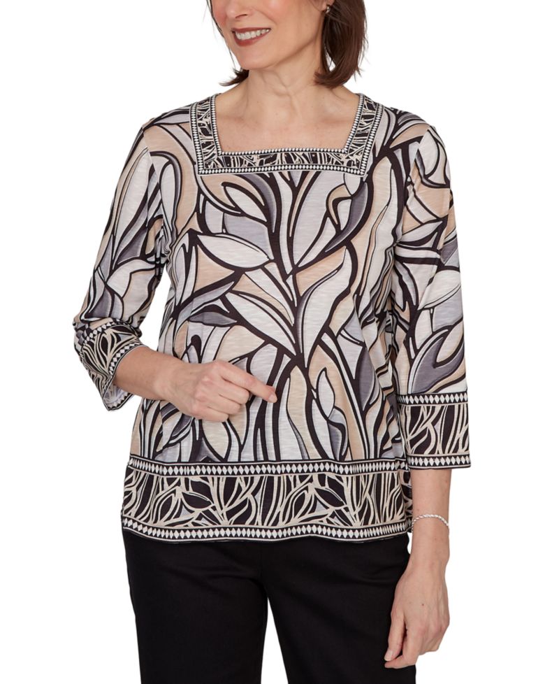 Women's Stained Glass Border Trim Top