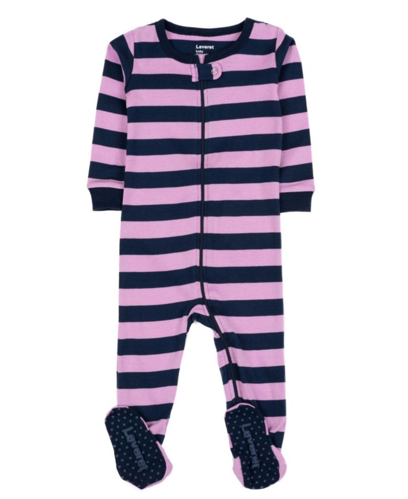 Toddler Footed Cotton Striped Holiday Pajamas