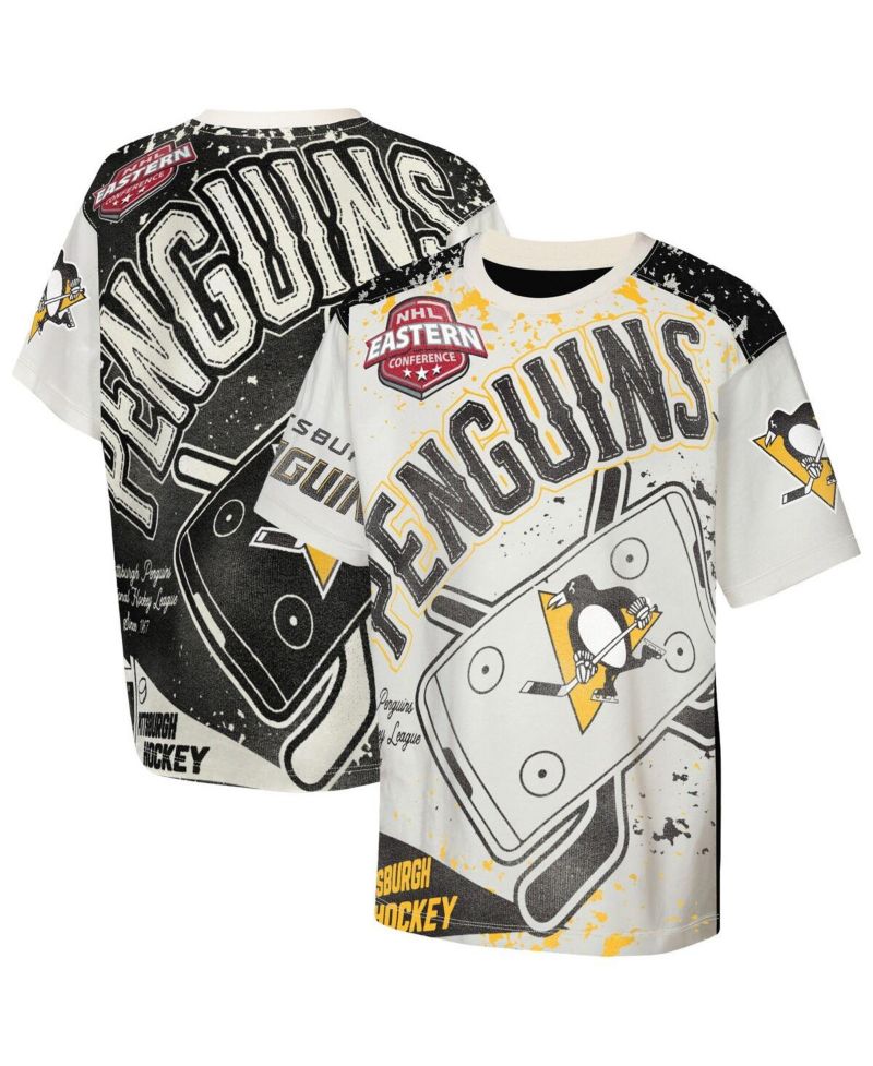 Big Boys and Girls Cream Pittsburgh Penguins Top Player T-Shirt