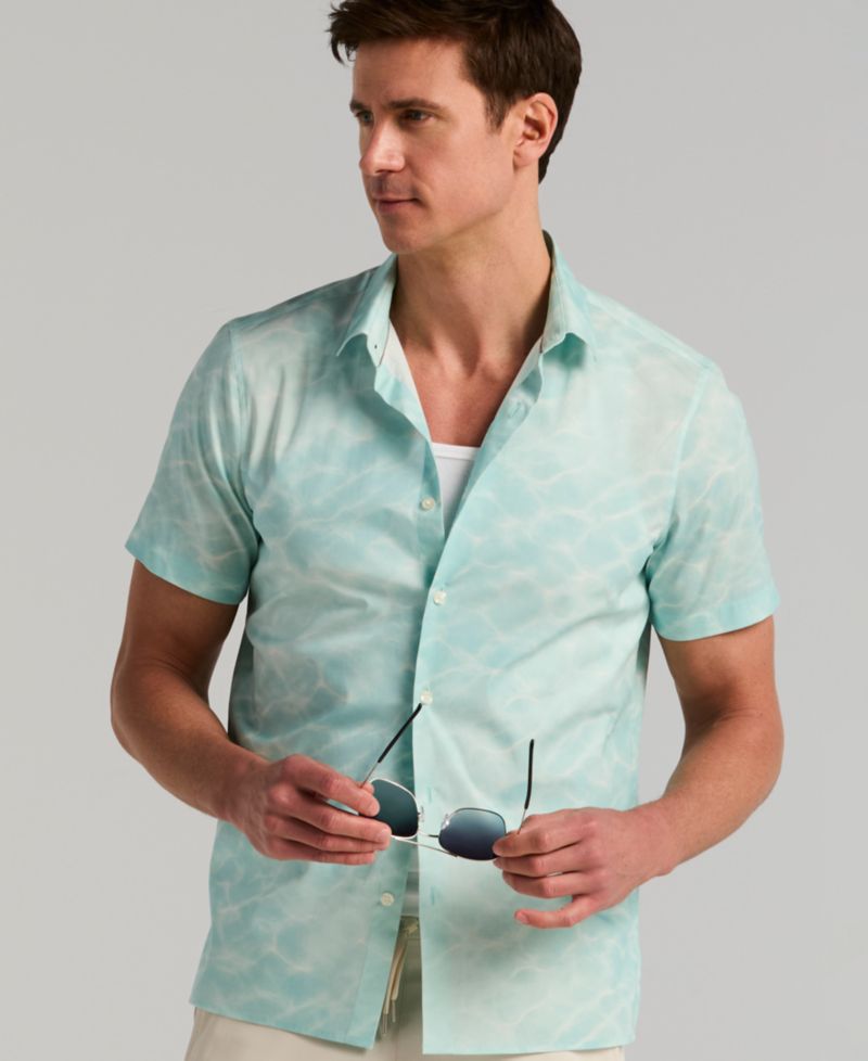Men's Printed Poplin Short-Sleeve Shirt