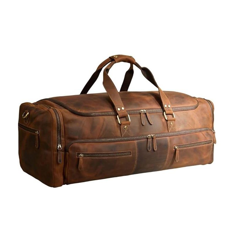 100% Full Grain Leather Duffel Bag - Only Duffel You will Need
