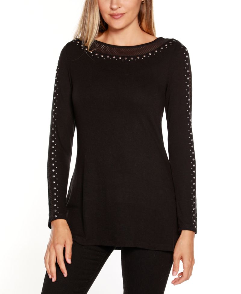 Studded Mesh-Inset Tunic