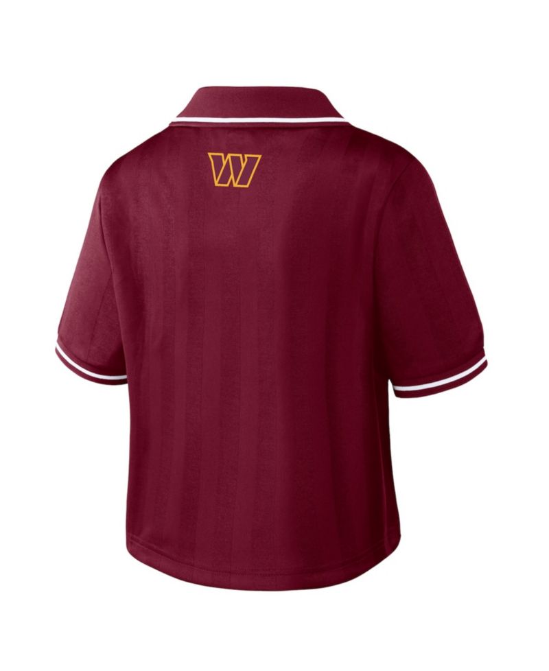 Women's Burgundy Washington Commanders Cropped Jersey Polo Shirt