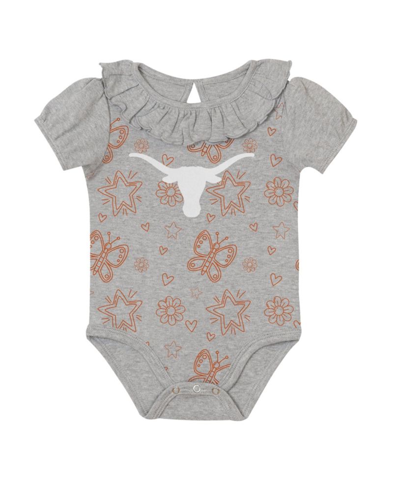 Baby Boys and Girls Texas Orange/Gray Texas Longhorns Two-Pack Playtime Ruffle Bodysuit Set
