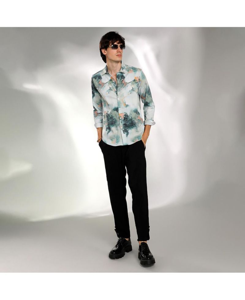 Men's Jungle Green Faded Bloom Shirt