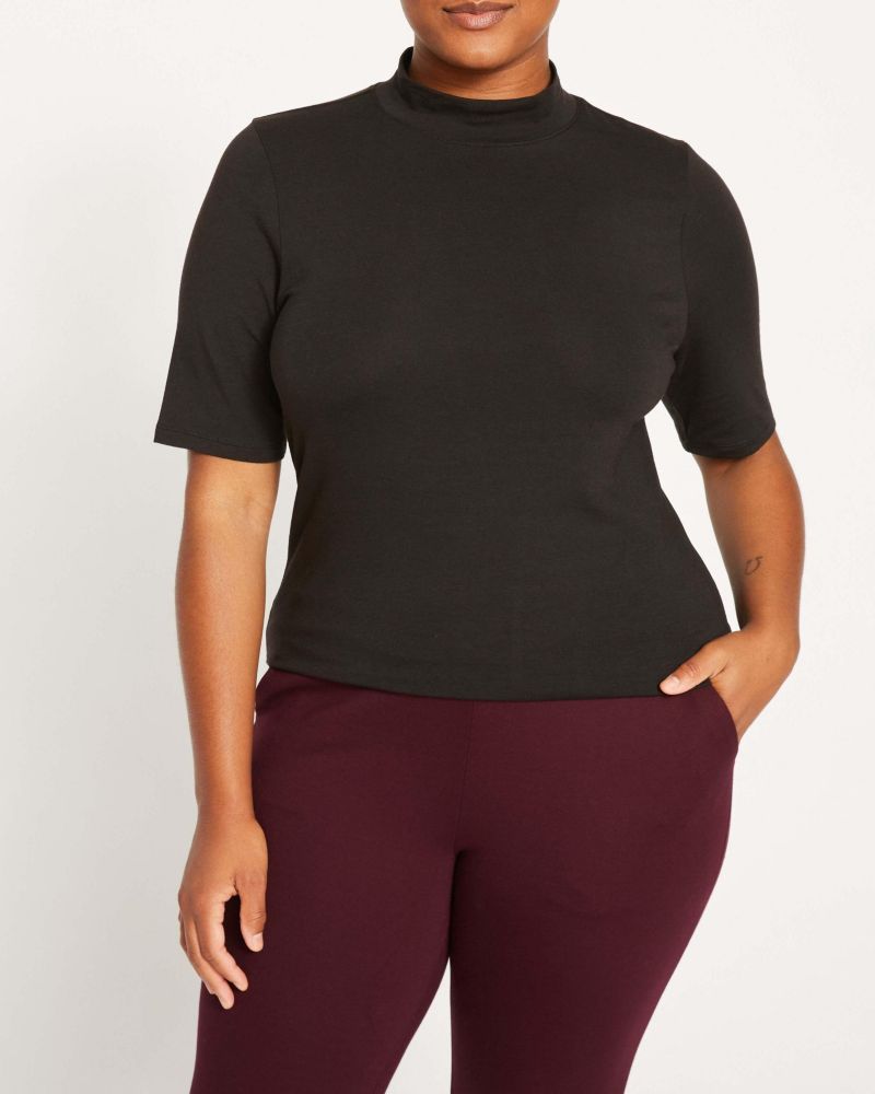Women's Plus Size Modern Mock Neck Tee