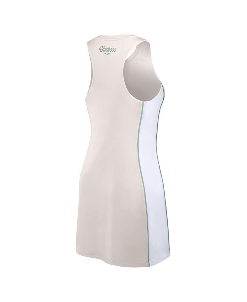 Women's Cream New York Yankees Studio Boost Athletic Half-Zip Dress