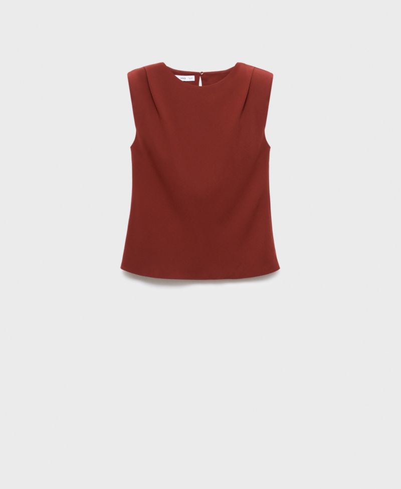Women's Shoulder Pads Ruched Blouse