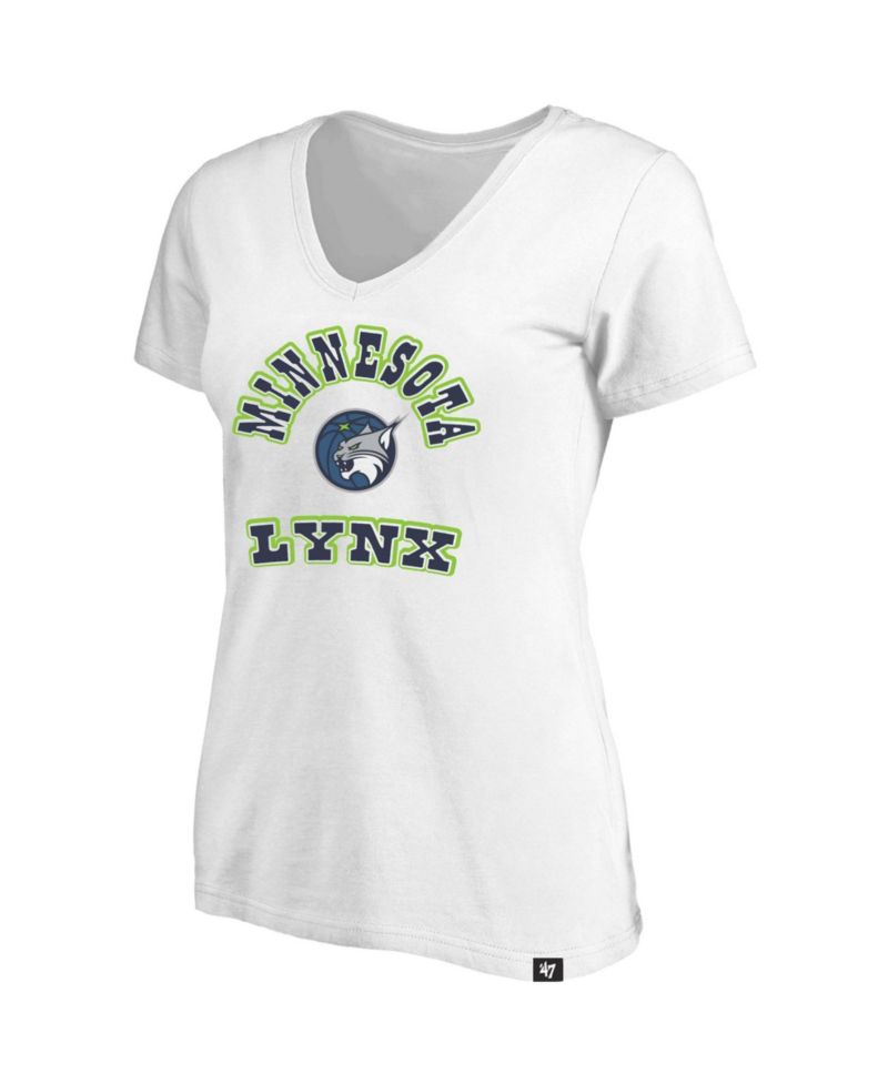47 Brand Women's White Minnesota Lynx Logo Lockup V-Neck Plus Size T-Shirt