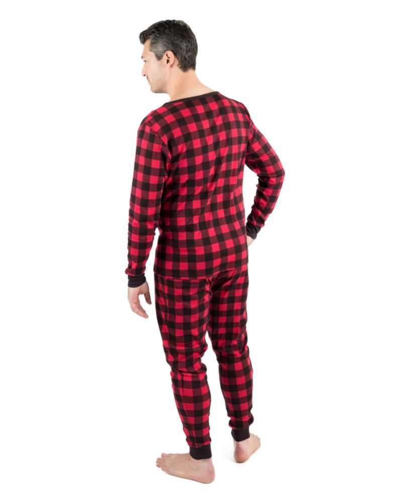 Men’s Big & Tall Two Piece Cotton Plaid Holiday Pajamas