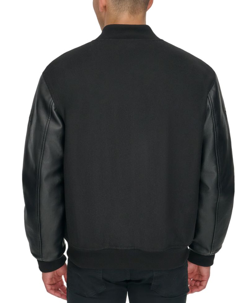 Men's Mixed-Media Varsity D Bomber Jacket