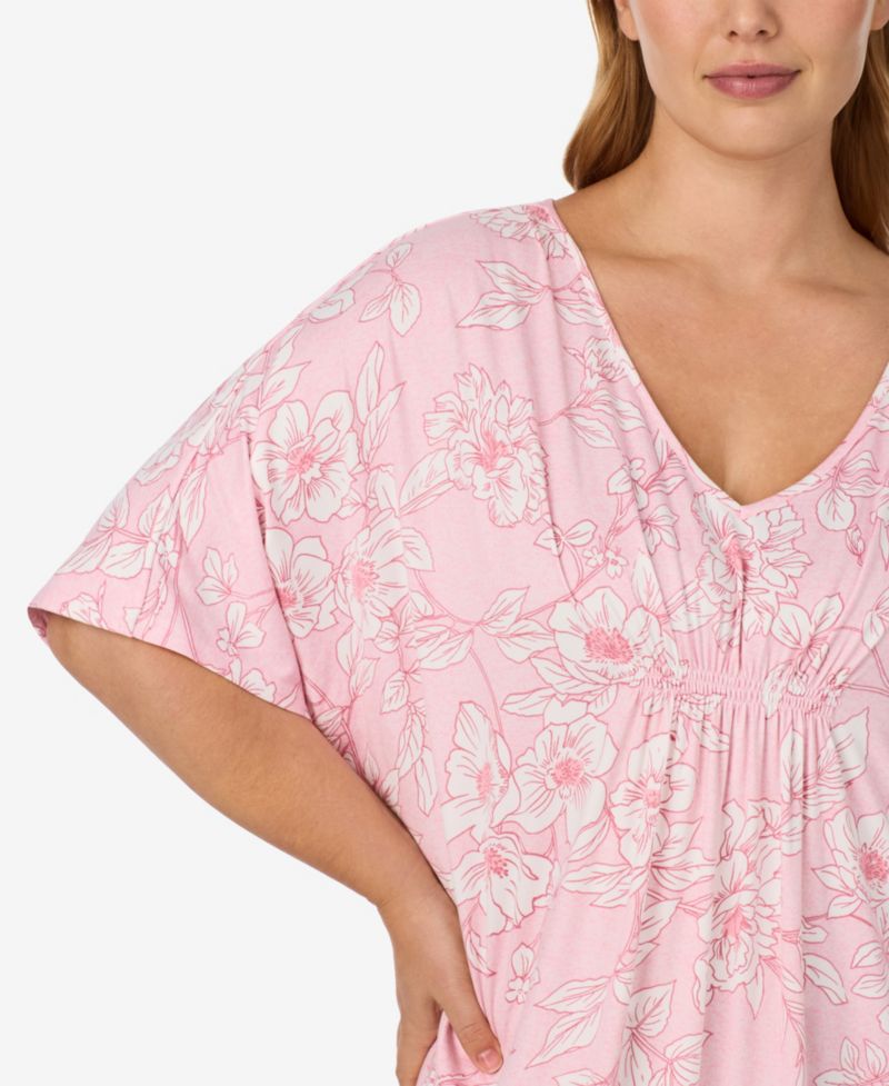 Plus Size V-Neck Long Jersey-Knit Tunic Nightgown