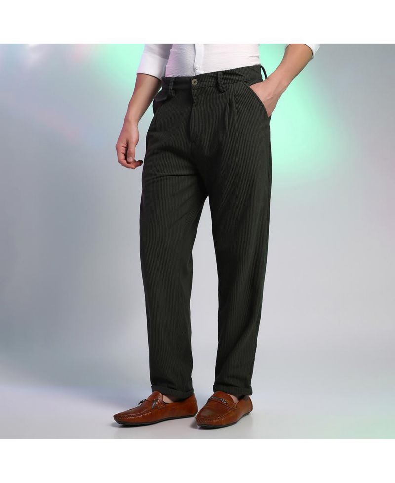 Men's Midnight Black Corduroy Tailored Trousers