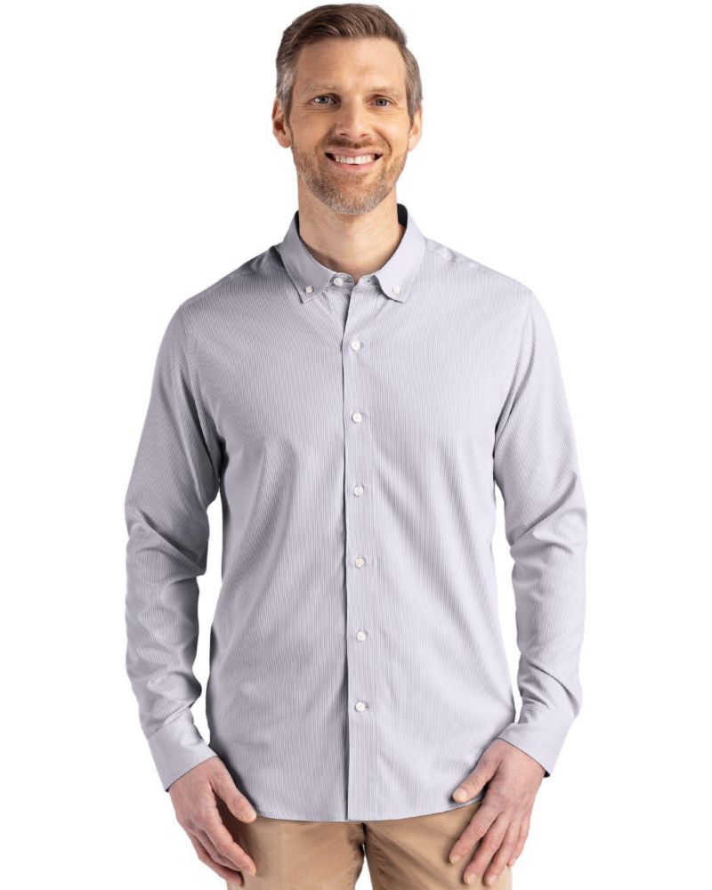 Men's Pinstripe Long Sleeve Dress Shirt