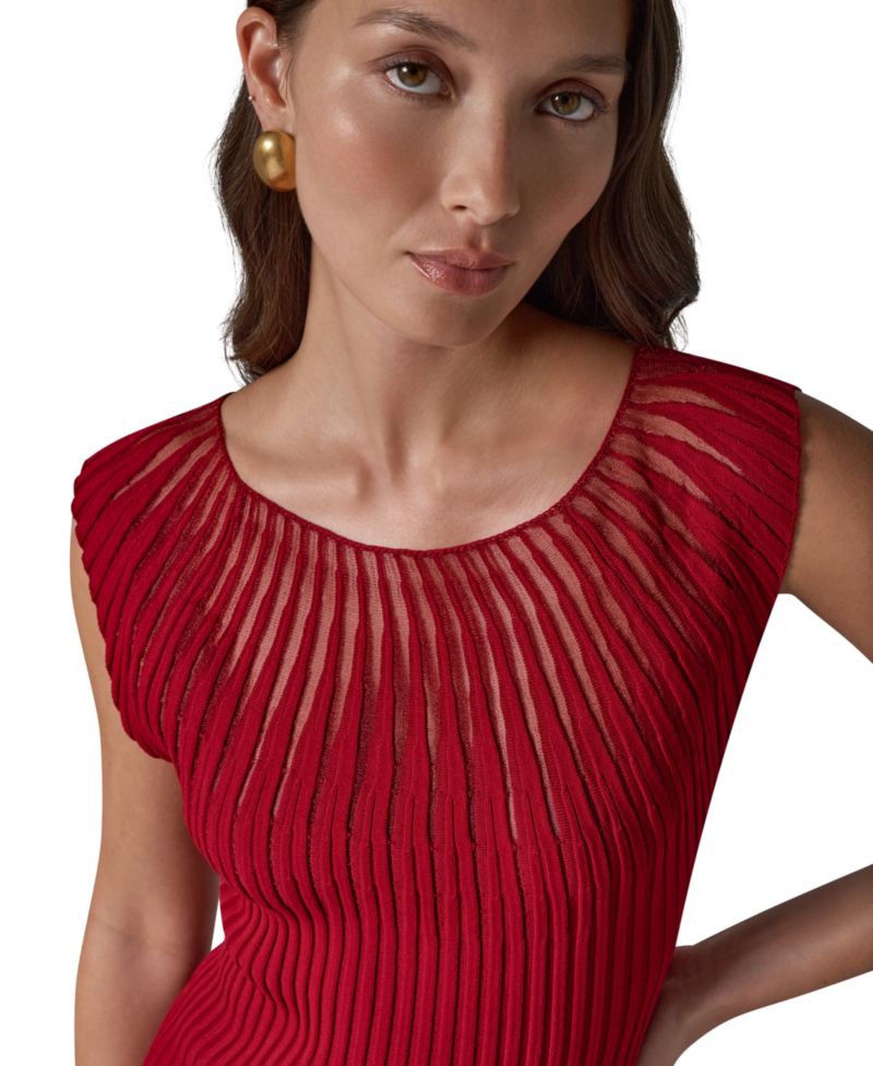 Women's Crewneck Sleeveless Ribbed Pullover Sweater