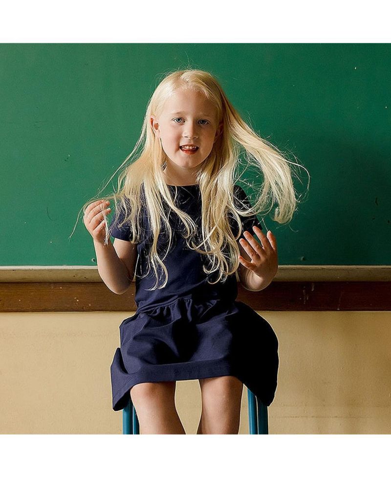 Girls Fair Trade Organic Cotton Short Sleeve Drop Waist Dress