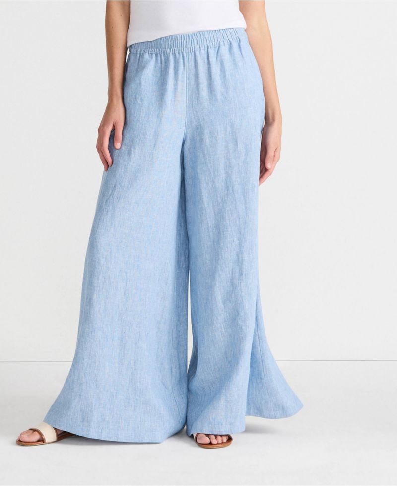 Women's Linen High Rise Palazzo Pants - Set Bottom