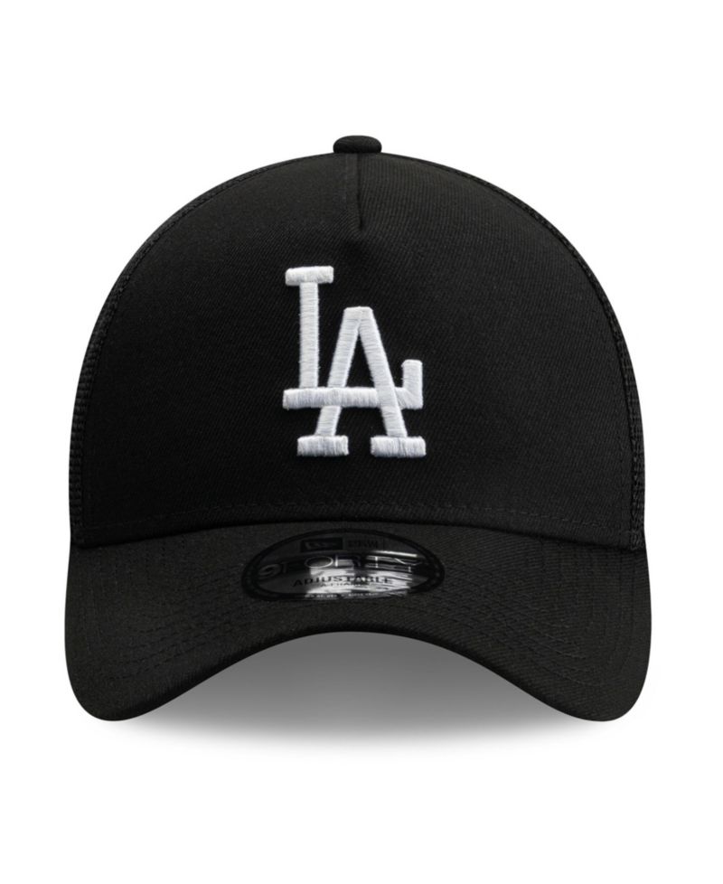 Men's Black Los Angeles Dodgers Side Script 9FORTY A-Frame Trucker Adjustable Hat