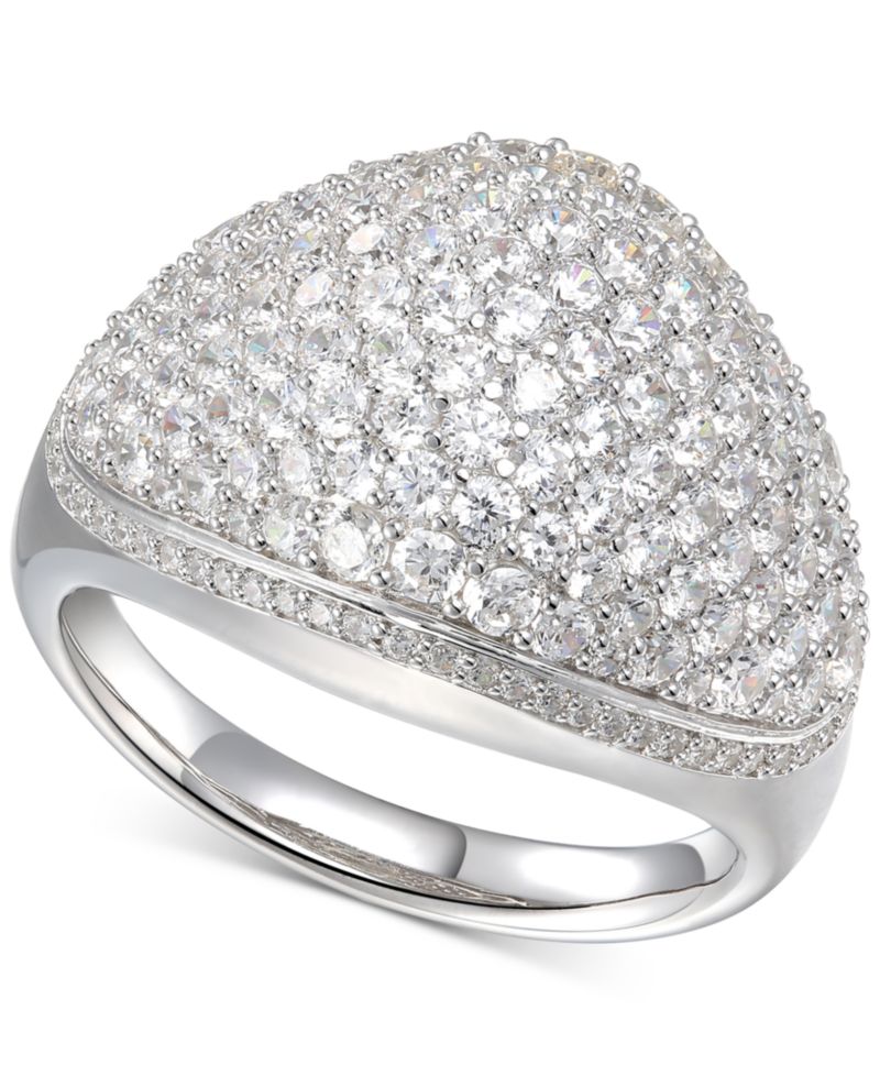 Cubic Zirconia Pav&eacute; Dome Ring in Sterling Silver