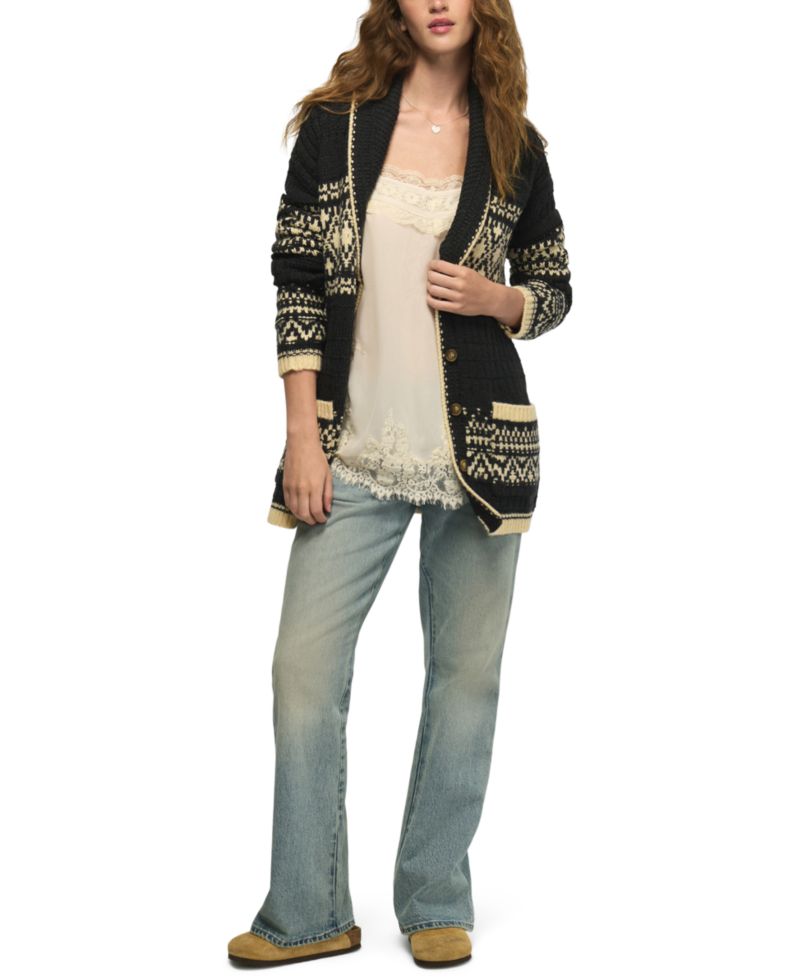 Women's Shawl-Collar Fair Isle Cardigan