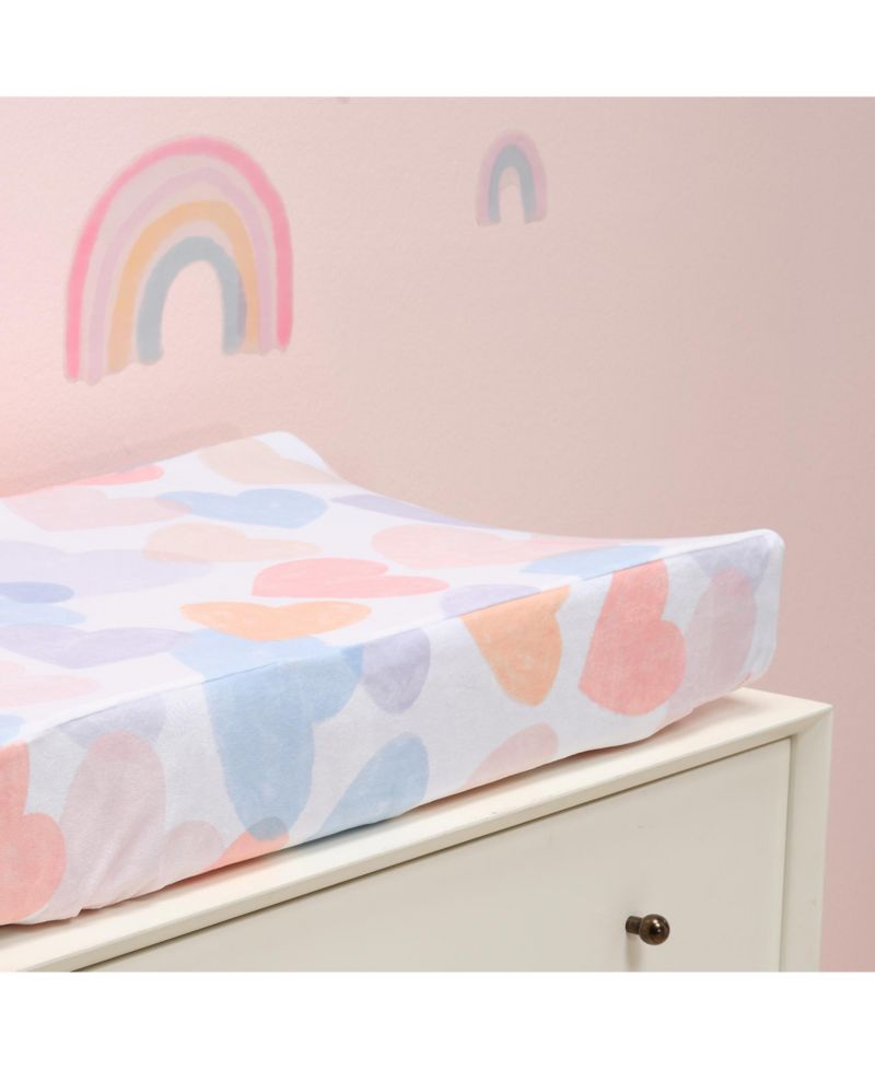 Rainbow Hearts Pink/Purple Baby/Infant Changing Pad Cover