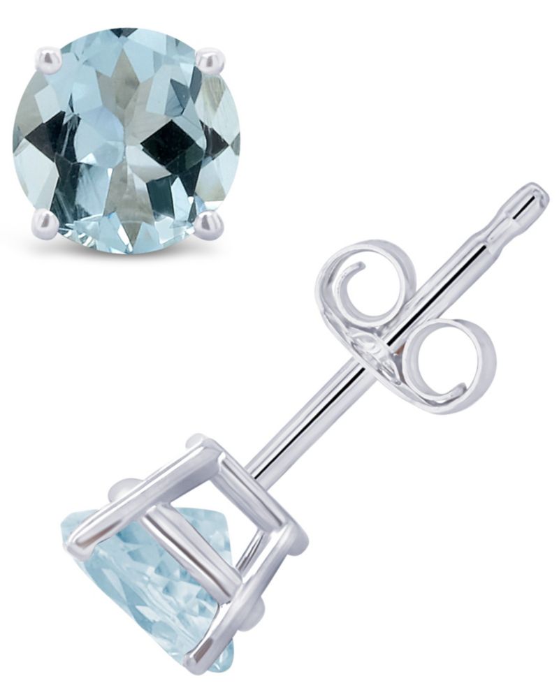 Aquamarine (3/4 ct. t.w.) Stud Earrings in 14K White or Yellow Gold