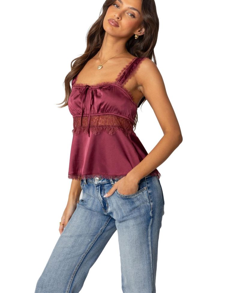 Women's Loryn Lacey Satin Top