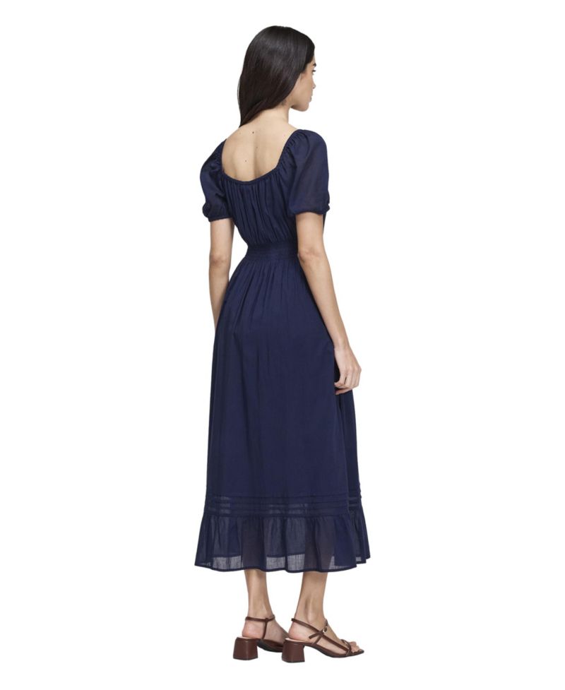 Women's Mandy Square-Neck Short-Sleeve Shirred-Waist Midi Dress