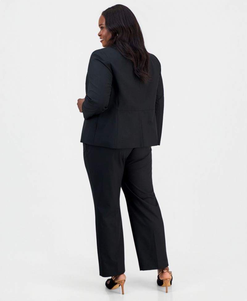 Plus Size Machine Washable Notched-Collar Two-Button Blazer